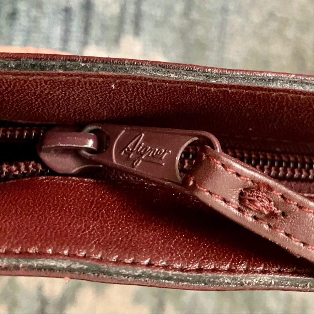 Etienne Aigner Burgundy Clutch with Brass Logo Accent - Picture 5 of 5